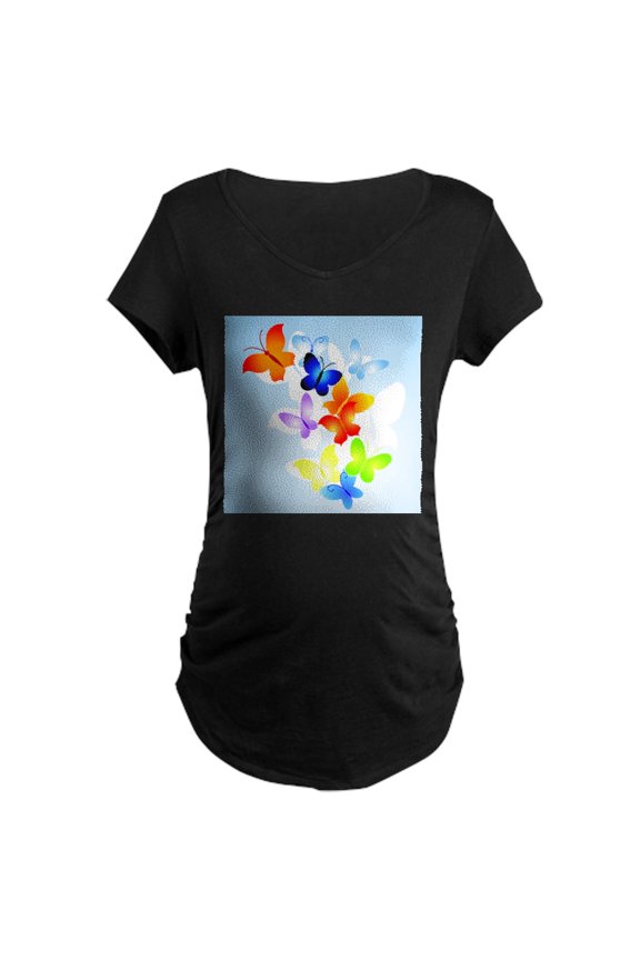 - RAINBOW Of BUTTERFLIES Maternity Dark T Shirt - Maternity Dark T-Shirt