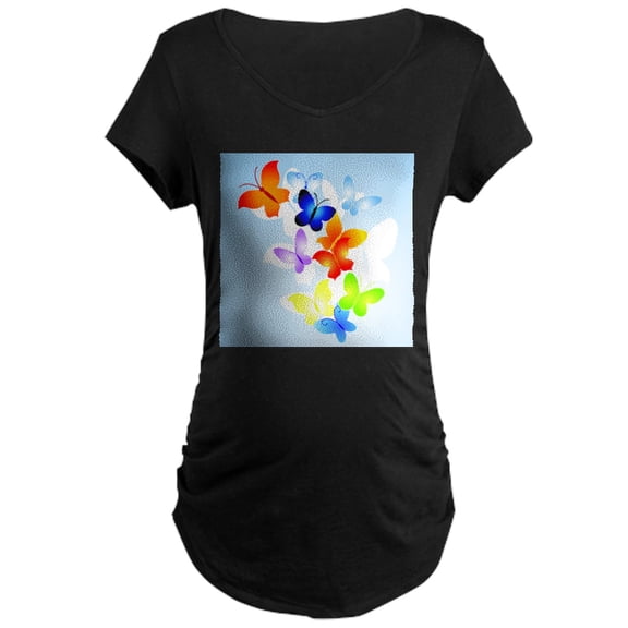 CafePress - RAINBOW Of BUTTERFLIES Maternity Dark T Shirt - Maternity Dark T-Shirt