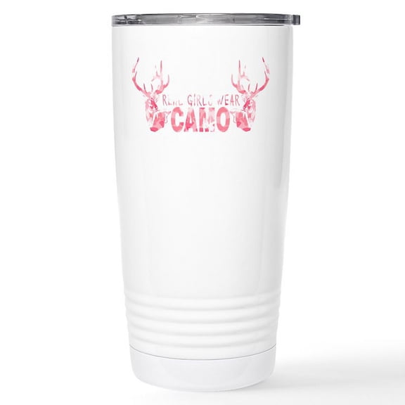 CafePress - REAL GIRLS WEAR CAMO Stainless Steel Travel Mug - Insulated Stainless Steel Travel Tumbler 20 oz.