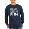 thumbnail image 1 of CafePress - REAL MEN FISH WHITE Long Sleeve Dark T Shirt - Long Sleeve Dark T-Shirt, 1 of 4