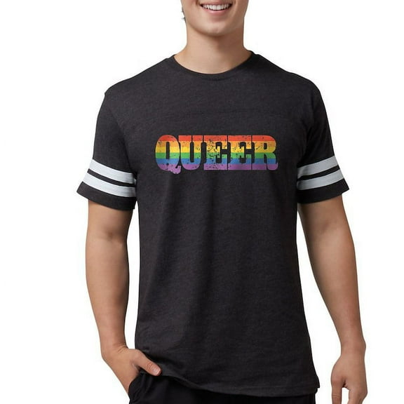 CafePress - RETRO Queer_TR - Mens Football Shirt