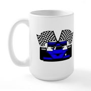 CafePress - ROYAL BLUE RACE CAR Large Mug - 15 oz Ceramic Large White Novelty Mug