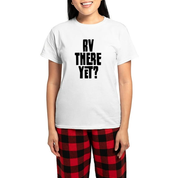 CafePress - RV There Yet Women's Light Pajamas - Women's Short Sleeve Print T-Shirt and Pants Light Cotton Pajama Set