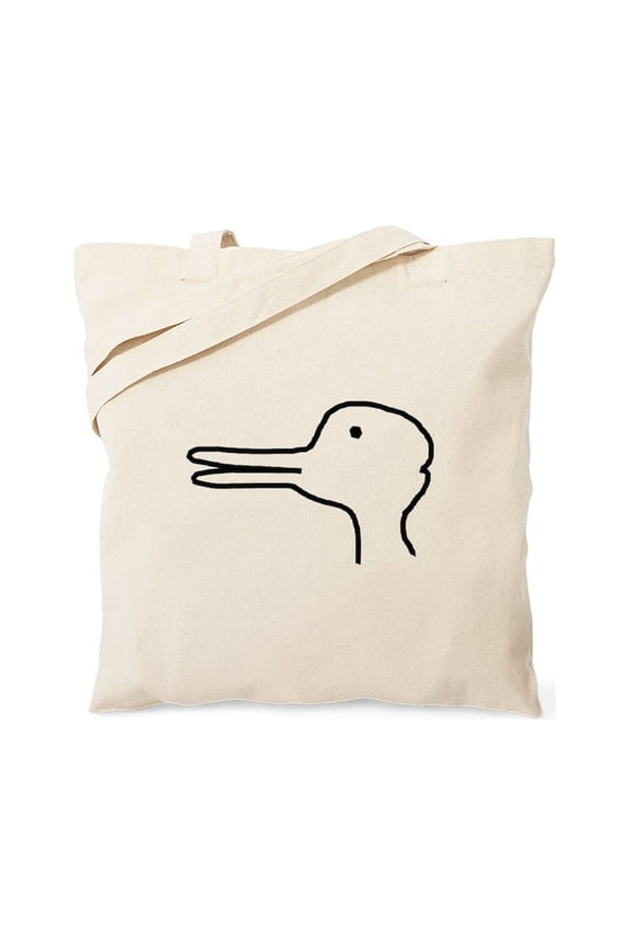 - Rabbit Duck Optical Ilusion Tote Bag - Unisex Canvas Tote Bag, Beige, 1-Piece