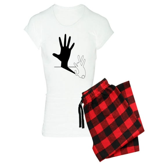 CafePress - Rabbit Hand Shadow - Women's Light Pajamas
