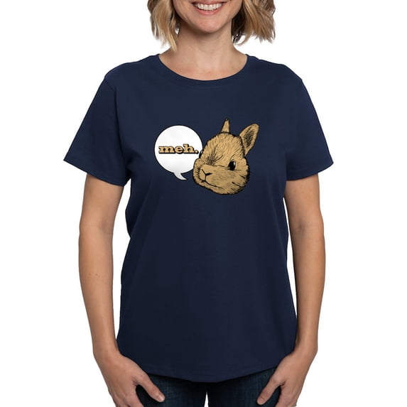CafePress - Rabbit Meh Women's Classic T Shirt - Women's Traditional Fit Dark T-Shirt