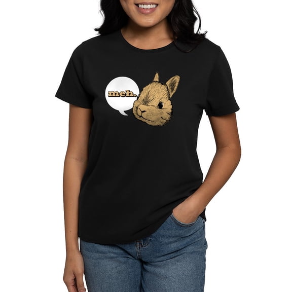 CafePress - Rabbit Meh Women's Classic T Shirt - Women's Traditional Fit Dark T-Shirt