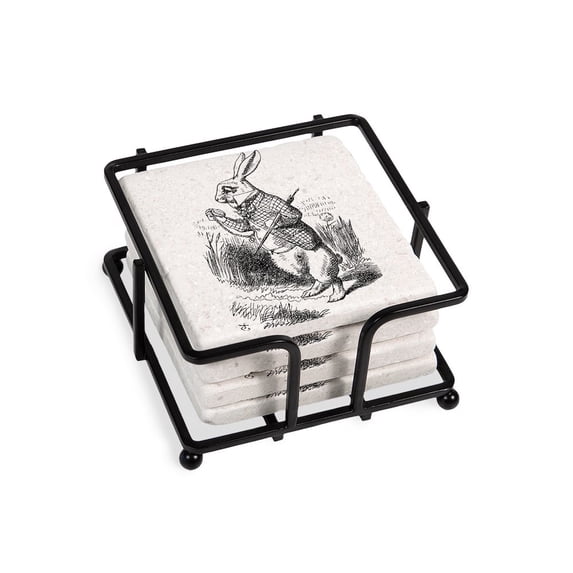 CafePress - Rabbit - Tile Coaster, Drink Coaster Set of 4 w/ holder