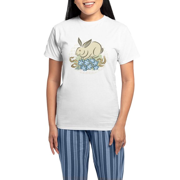 CafePress - Rabbit Women's Light Pajamas - Women's Short Sleeve Print T-Shirt and Pants Light Cotton Pajama Set