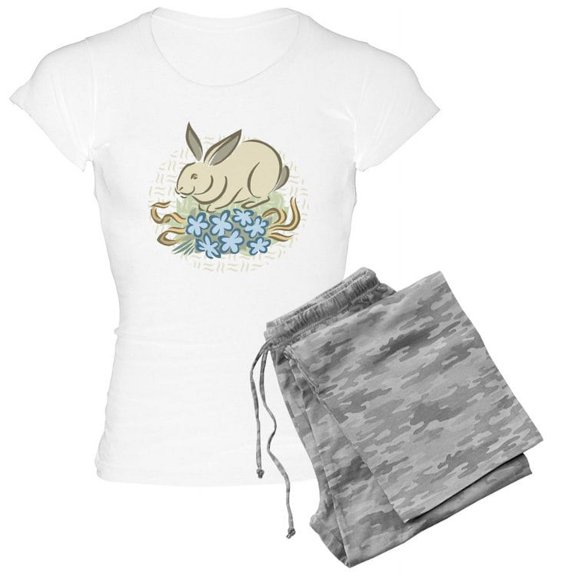 CafePress - Rabbit Women's Light Pajamas - Women's Short Sleeve Print T-Shirt and Pants Light Cotton Pajama Set