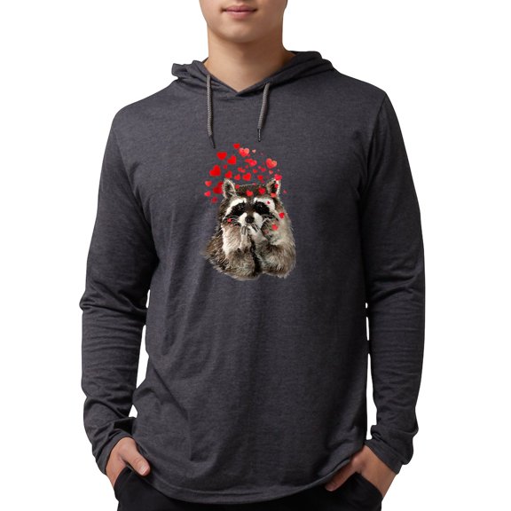 CafePress - Raccoon Blowing Kisses Cute An Long Sleeve T Shirt - Mens Hooded Shirt