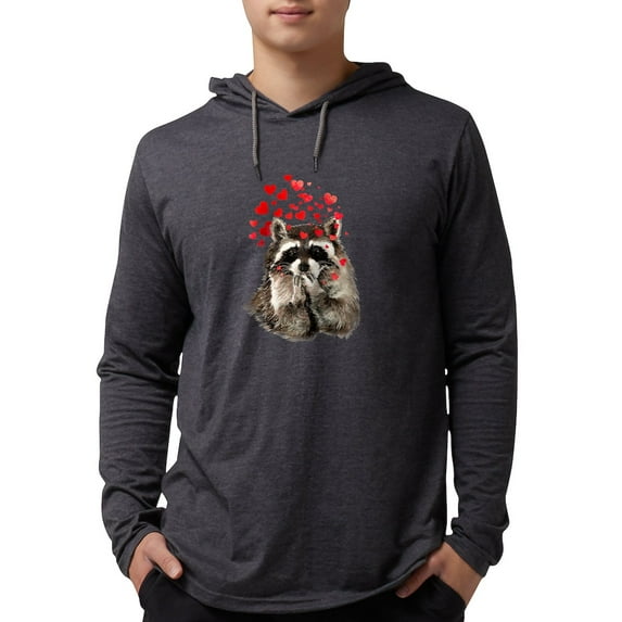 CafePress - Raccoon Blowing Kisses Cute An Long Sleeve T Shirt - Mens Hooded Shirt