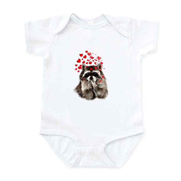 CafePress - Raccoon Blowing Kisses Cute Animal Love Body Suit - Baby Light Bodysuit, Size Newborn - 24 Months