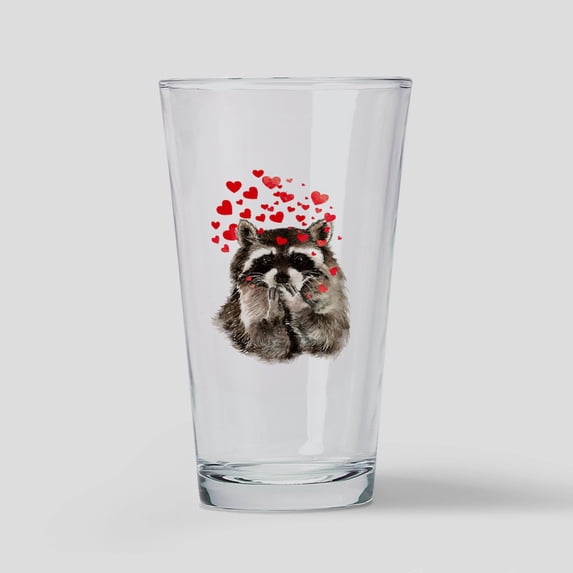 CafePress - Raccoon Blowing Kisses Cute Animal Love Drinking G - Pint Glass, Drinking Glass, 16 oz. CafePress