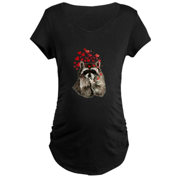 CafePress - Raccoon Blowing Kisses Cute Animal Love Maternity - Maternity Dark T-Shirt