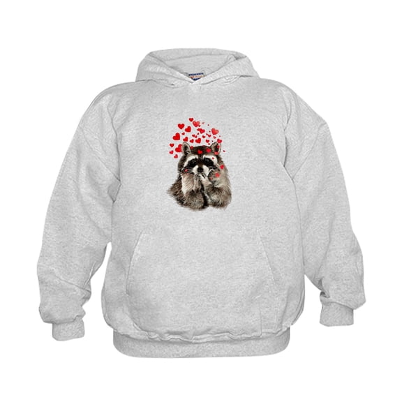 CafePress - Raccoon Blowing Kisses Cute Animal Love Sweatshirt - Kids Hooded Sweatshirt, Classic Hoodie