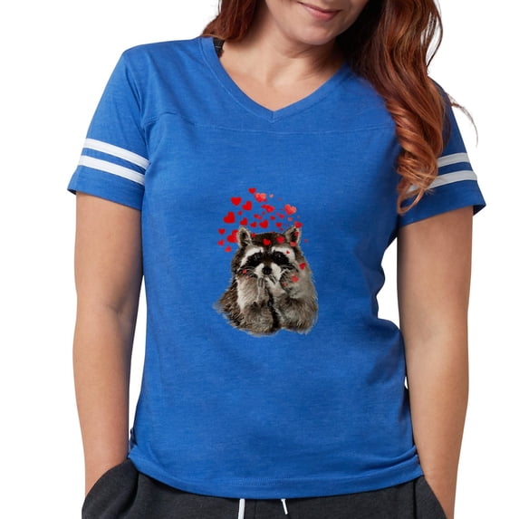 CafePress - Raccoon Blowing Kisses Cute Animal Love T Shirt - Womens Football Shirt