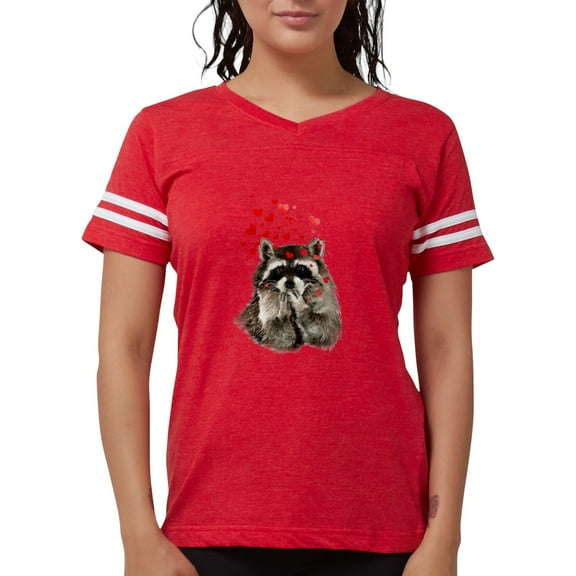 CafePress - Raccoon Blowing Kisses Cute Animal Love T Shirt - Womens Football Shirt