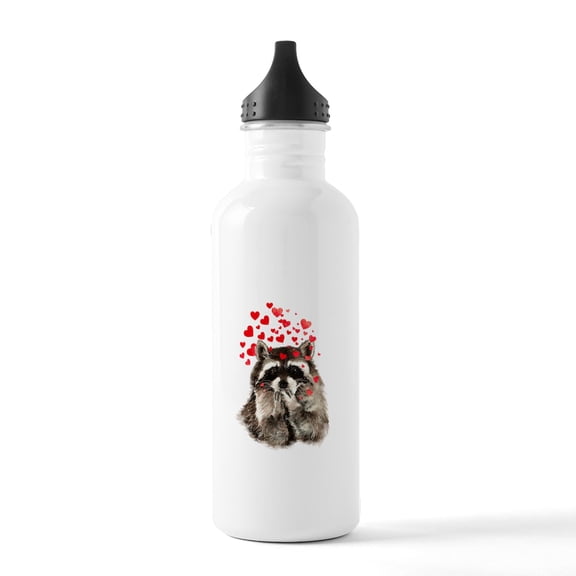 CafePress - Raccoon Blowing Kisses Cute Animal Love Water Bott - Stainless Steel Water Bottle, Sports Bottle, 1.0L