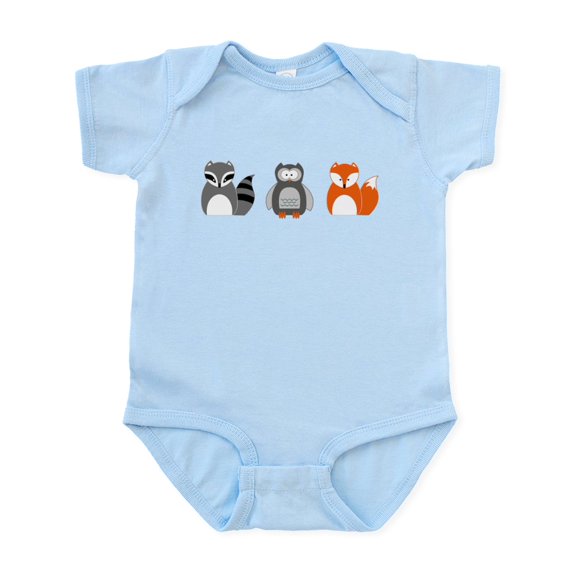 CafePress - Raccoon, Owl And Fox Trio Body Suit - Baby Light Bodysuit, Size Newborn - 24 Months