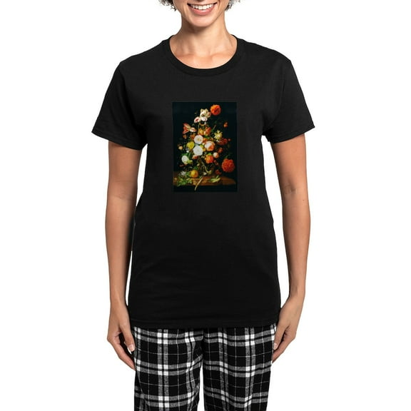 CafePress - Rachel Ruysh Flower Bouquet Women's Dark Pajamas - Women's Short Sleeve Print T-Shirt and Pants Dark Cotton Pajama Set