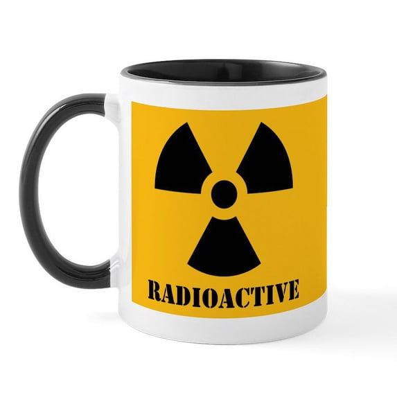 CafePress - Radioactive Yellow Background Mug - 11 oz Ceramic Mug - Novelty Coffee Tea Cup