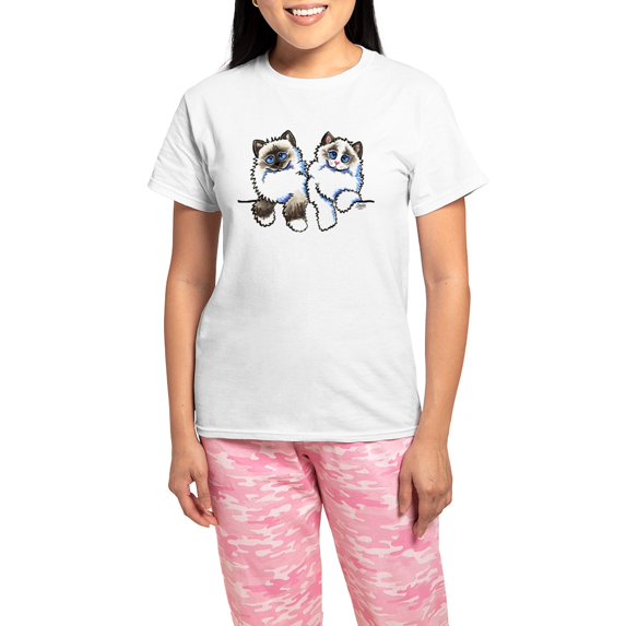 CafePress - Ragdolls Pair Off Leash Art™ Women's Light Pajamas - Women's Short Sleeve Print T-Shirt and Pants Light Cotton Pajama Set