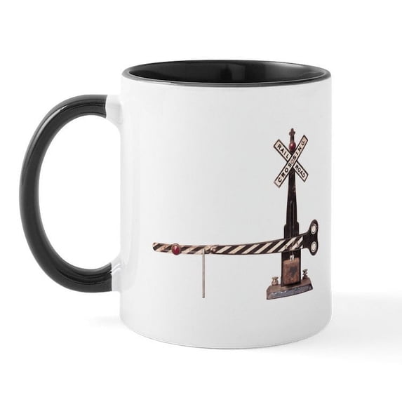 CafePress - Railroad Crossing Gate Mug - 11 oz Ceramic Mug - Novelty Coffee Tea Cup
