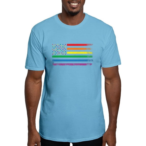 CafePress - Rainbow American Flag T Shirt - Fitted T-Shirt, Vintage Fit Soft Cotton Tee