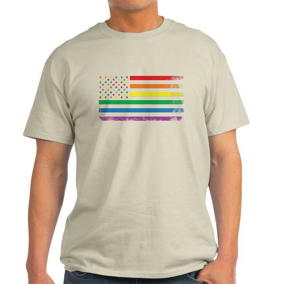 CafePress - Rainbow American Flag T Shirt - Men's Classic Graphic T-Shirt