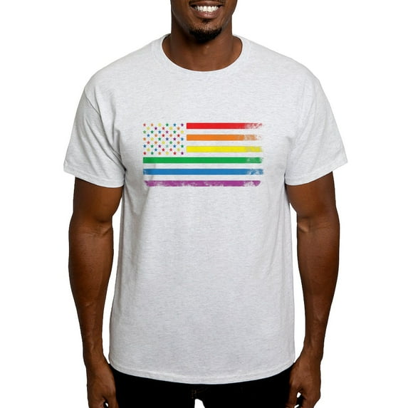 CafePress - Rainbow American Flag T Shirt - Men's Classic Graphic T-Shirt