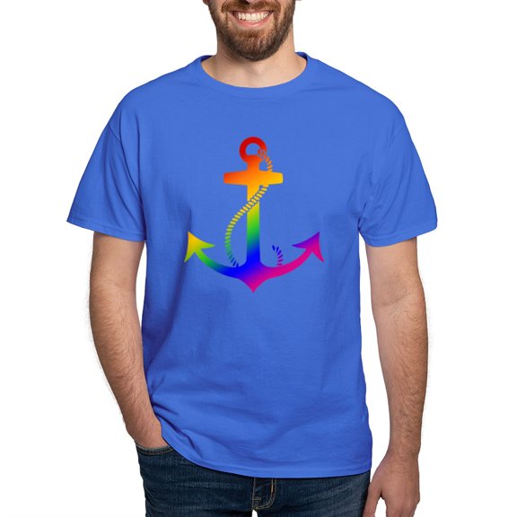 CafePress - Rainbow Anchor T Shirt - Men's Classic Graphic Cotton T-Shirt