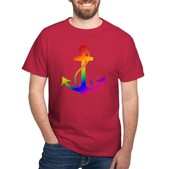 CafePress - Rainbow Anchor T Shirt - Men's Classic Graphic Cotton T-Shirt