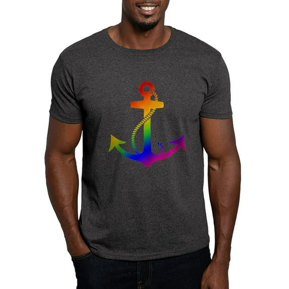 CafePress - Rainbow Anchor T Shirt - Men's Classic Graphic Cotton T-Shirt