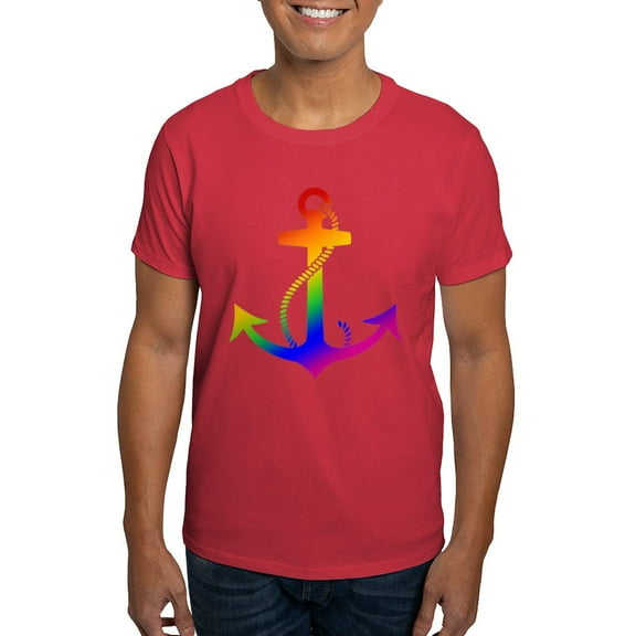 CafePress - Rainbow Anchor T Shirt - Men's Classic Graphic Cotton T-Shirt