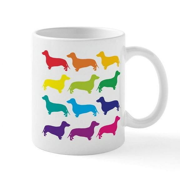 CafePress - Rainbow Dachshunds - 11 oz Ceramic Mug - Novelty Coffee Tea Cup
