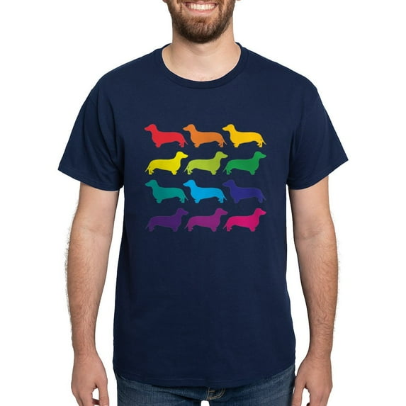CafePress - Rainbow Dachshunds Dark T Shirt - Men's Classic Graphic Cotton T-Shirt