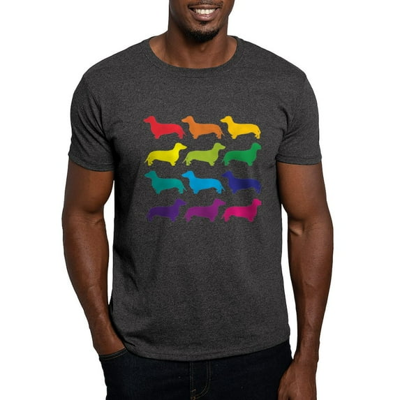CafePress - Rainbow Dachshunds Dark T Shirt - Men's Classic Graphic Cotton T-Shirt