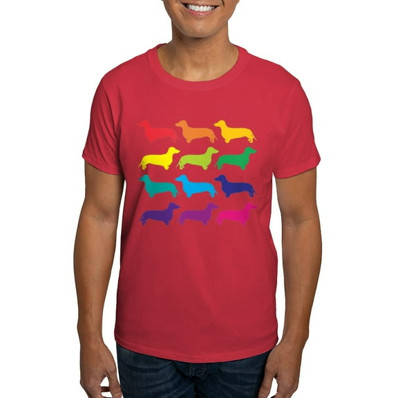 CafePress - Rainbow Dachshunds Dark T Shirt - Men's Classic Graphic Cotton T-Shirt