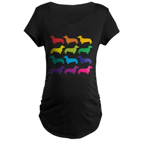 CafePress - Rainbow Dachshunds Maternity Dark T Shirt - Maternity Dark T-Shirt