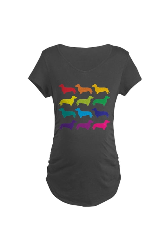 - Rainbow Dachshunds Maternity Dark T Shirt - Maternity Dark T-Shirt
