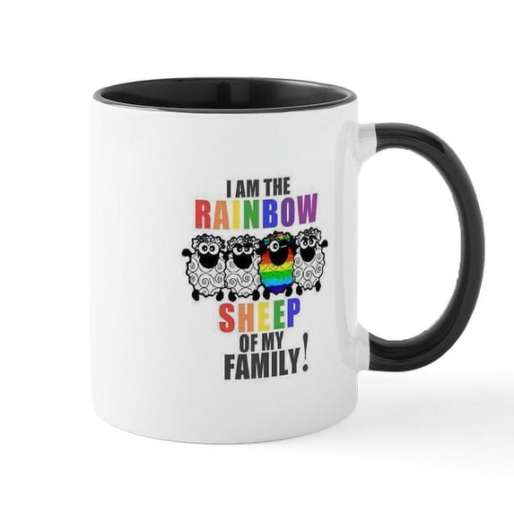 CafePress - Rainbow Family Sheep Mug - 11 oz Ceramic Mug - Novelty Coffee Tea Cup