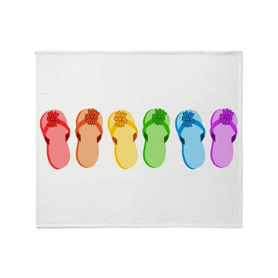 CafePress - Rainbow Flip Flops Throw Blanket - Soft Fleece Throw Blanket, 50"x60" for All Ages