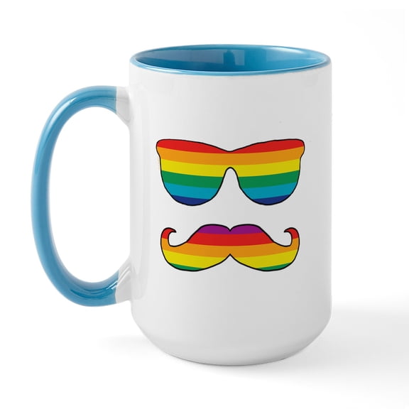 CafePress - Rainbow Funny Face Large Mug - 15 oz Ceramic Large White Novelty Mug