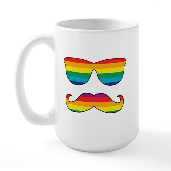 CafePress - Rainbow Funny Face Large Mug - 15 oz Ceramic Large White Novelty Mug
