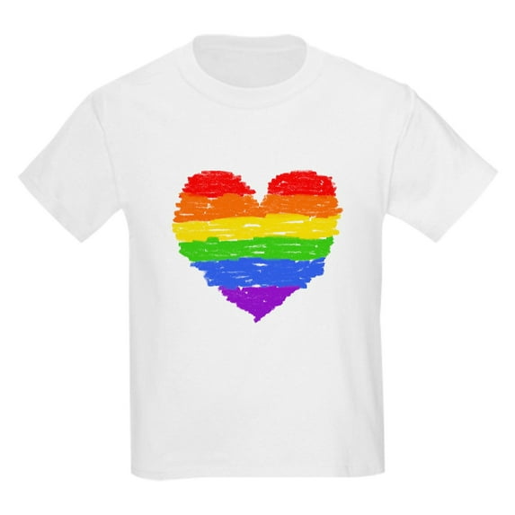 CafePress - Rainbow Heart 3 T Shirt - Light T-Shirt Kids XS-XL