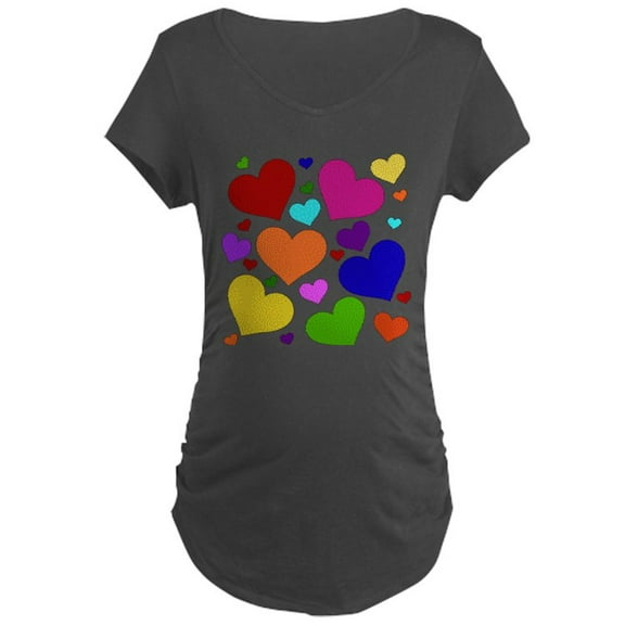 CafePress - Rainbow Hearts Maternity Dark T Shirt - Maternity Dark T-Shirt