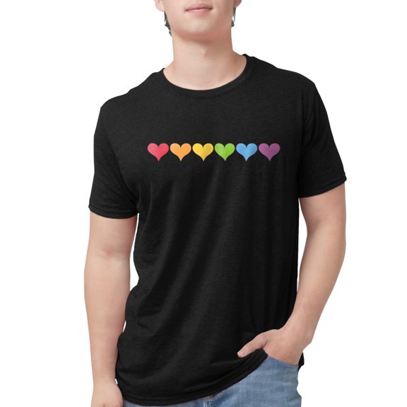 CafePress - Rainbow Hearts Men's Deluxe T Shirt - Mens Tri-blend T-Shirt