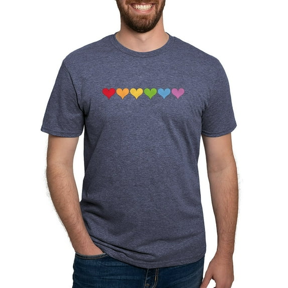 CafePress - Rainbow Hearts Men's Deluxe T Shirt - Mens Tri-blend T-Shirt
