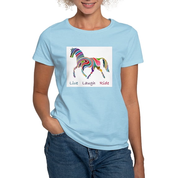 CafePress - Rainbow Horse Gift Women's Light T Shirt - Women's Classic T-Shirt